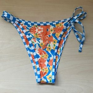 Aurelle bikini bottom checker and flower print